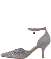 J. Renee Isabetta Fabric Rhinestone Butterfly Ankle Strap Pumps