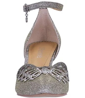 J. Renee Isabetta Fabric Rhinestone Butterfly Ankle Strap Pumps