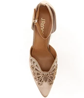 J. Renee Isabetta Satin Rhinestone Butterfly Ankle Strap Pumps