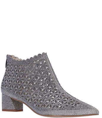 J. Renee Jacinta Glitter Fabric Rhinestone Embellished Ankle Booties