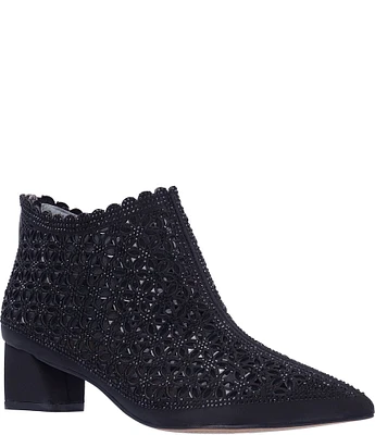 J. Renee Jacinta Satin Rhinestone Embellished Ankle Booties