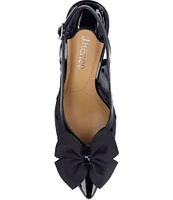 J. Renee Kadence Dotted Mesh Patent Grosgrain Bow Sling Pumps