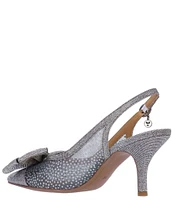 J. Renee Kadence Glitter Mesh Patent Grosgrain Bow Sling Pumps