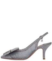 J. Renee Kadence Glitter Mesh Patent Grosgrain Bow Sling Pumps