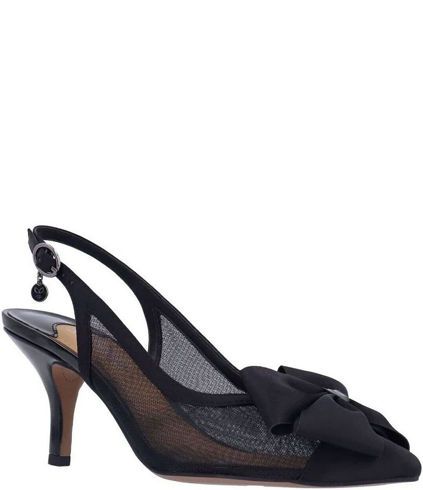 J. Renee Kadence Mesh Satin Grosgrain Bow Slingback Pumps