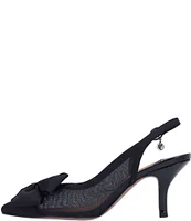 J. Renee Kadence Mesh Satin Grosgrain Bow Slingback Pumps