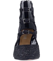 J. Renee Katari Rhinestone Satin and Mesh Shootie Pumps