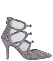 J. Renee Katari Rhinestone Satin and Mesh Shootie Pumps