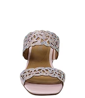 J. Renee Keetan Satin Rhinestone Embellished Dress Slide Sandals