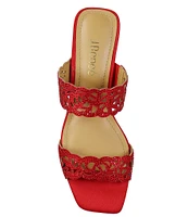 J. Renee Keetan Satin Rhinestone Embellished Dress Slide Sandals