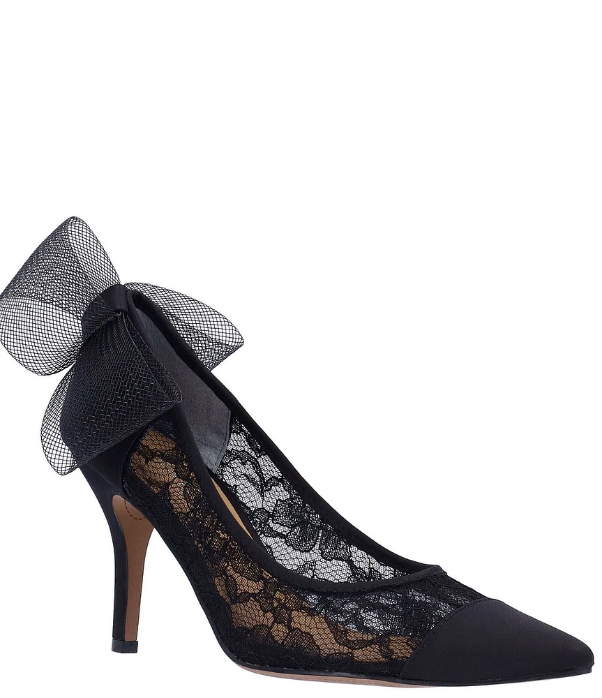 J. Renee Khrystie Floral Mesh Back Bow Pumps