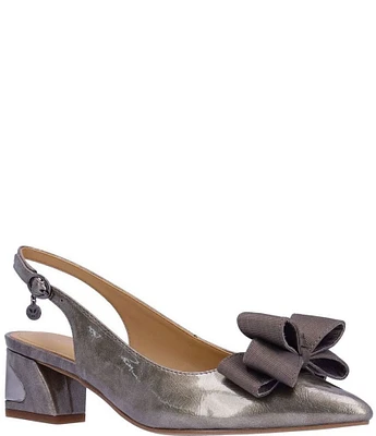 J. Renee Kimma Metallic Patent Bow Slingback Pumps