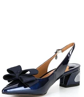 J. Renee Kimma Patent Bow Slingback Pumps