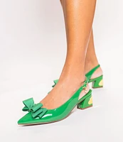 J. Renee Kimma Patent Bow Slingback Pumps