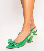 J. Renee Kimma Patent Bow Slingback Pumps