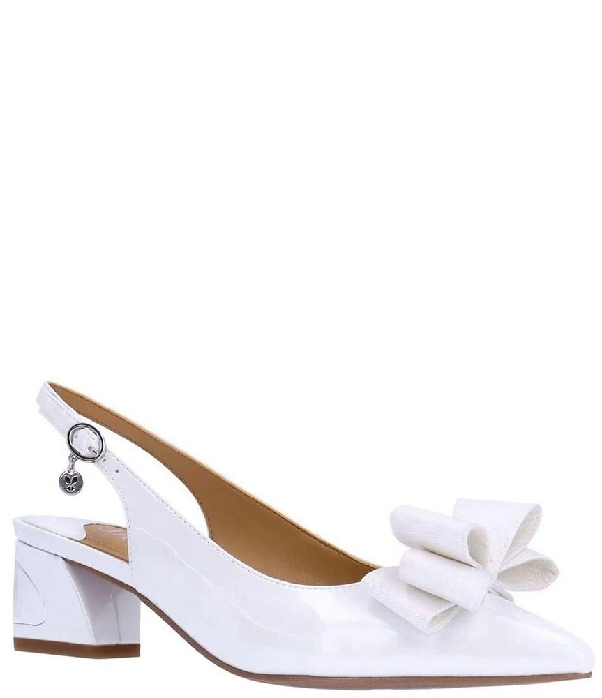 J. Renee Kimma Patent Bow Slingback Pumps