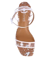 J. Renee Lavinia Clear Vinyl Cork Wedge Dress Sandals