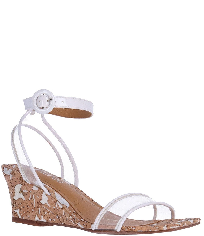 J. Renee Lavinia Clear Vinyl Cork Wedge Dress Sandals