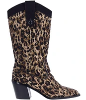 J. Renee Laylani Animal Print Embellished Western Inspired Boots