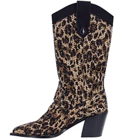 J. Renee Laylani Animal Print Embellished Western Inspired Boots