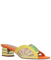 J. Renee Lemon8 Satin Rhinestone Slide Sandals