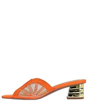 J. Renee Lemon8 Satin Rhinestone Slide Sandals