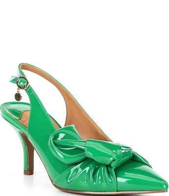 J. Renee Lenore Patent Slingback Bow Pumps