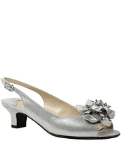 J. Renee Leonelle Embellished Flower Slingback Peep Toe Sandals