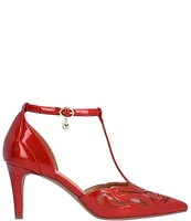 J. Renee Lisha Patent And Mesh T-Strap Pumps