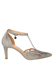 J. Renee Lisha Satin And Mesh Rhinestone T-Strap Pumps