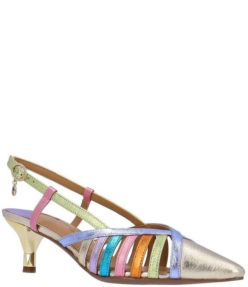 J. Renee Lorel Metallic Leather Slingback Pumps