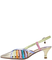 J. Renee Lorel Metallic Leather Slingback Pumps