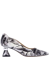 J. Renee Lysandra Marble Print Patent Kitten Heel Pumps