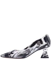 J. Renee Lysandra Marble Print Patent Kitten Heel Pumps