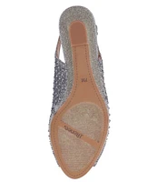 J. Renee Malorie Glitter Fabric Rhinestone Peep Toe Slingback Wedges