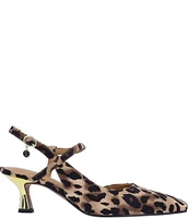 J. Renee Maretta Leopard Print Kitten Heel Sling Pumps