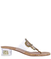 J. Renee Maribela Clear Vinyl Rhinestone Embellished Thong Sandals