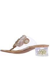 J. Renee Maribela Clear Vinyl Rhinestone Embellished Thong Sandals