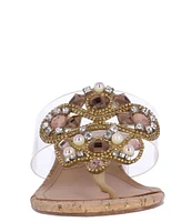 J. Renee Maribela Clear Vinyl Rhinestone Embellished Thong Sandals