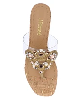 J. Renee Maribela Clear Vinyl Rhinestone Embellished Thong Sandals