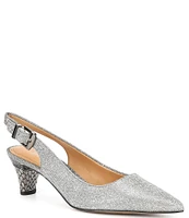 J. Renee Mayetta Glitter Embossed Heel Slingback Pumps