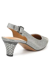 J. Renee Mayetta Glitter Embossed Heel Slingback Pumps