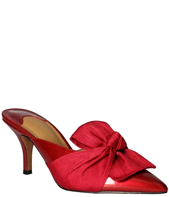 J. Renee Mianna Wrap Bow Patent Faille Dress Mules