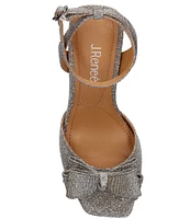 J. Renee Nishia Glitter Fabric Bow Ankle Strap Dress Sandals