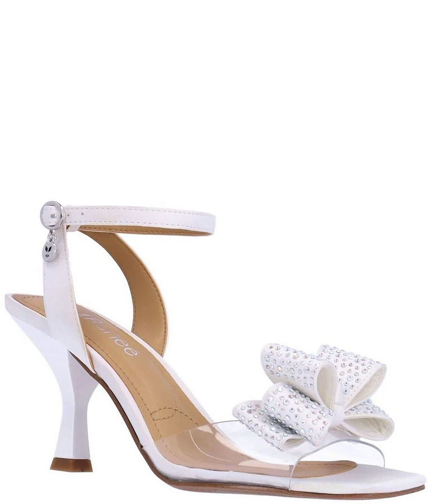 J. Renee Nishia Vinyl Rhinestone Bow Ankle Strap Dress Sandals