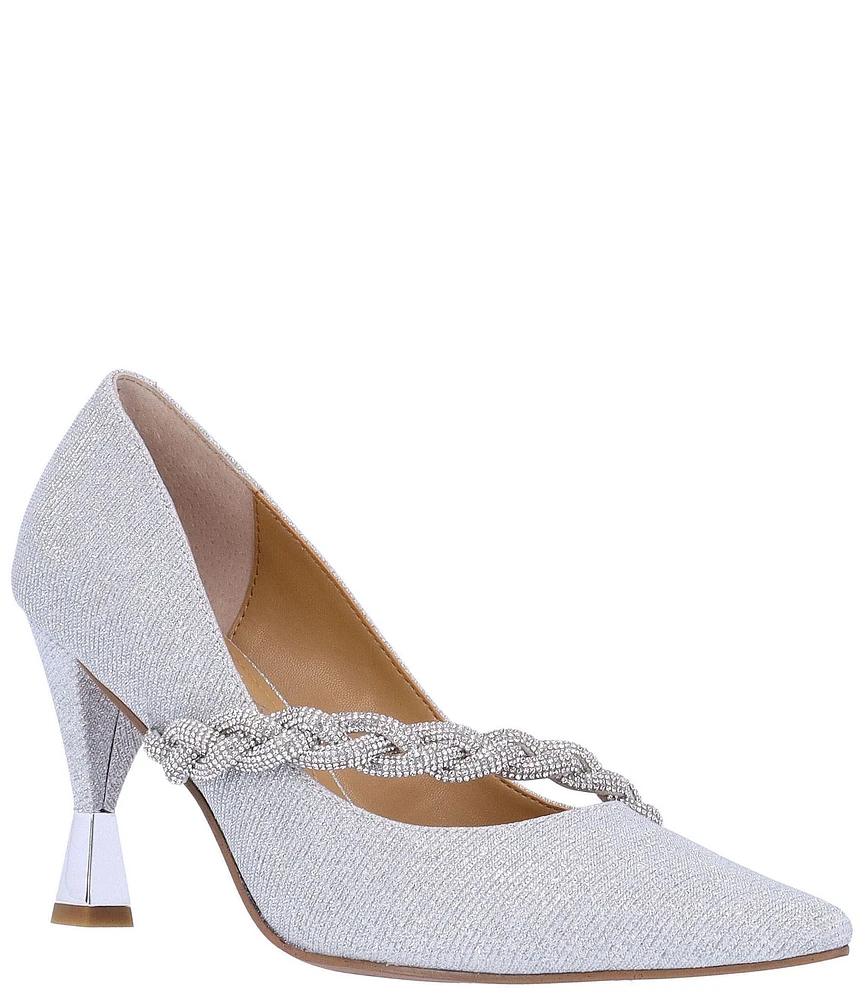 J. Renee Nyomee Glitter Fabric Embellished Braid Dress Pumps