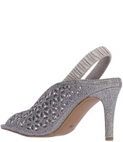 J. Renee Odila Glitter Fabric Rhinestone Peep Toe Sling Pumps