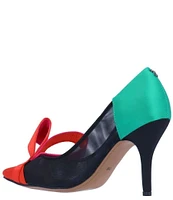 J. Renee Olene Multi Colored Satin Mesh Bow Pumps