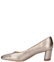 J. Renee Olivienne Metallic Lizard Print Embossed Patent Pumps