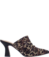 J. Renee Parisa Leopard Print Rhinestone Mesh Dress Mules